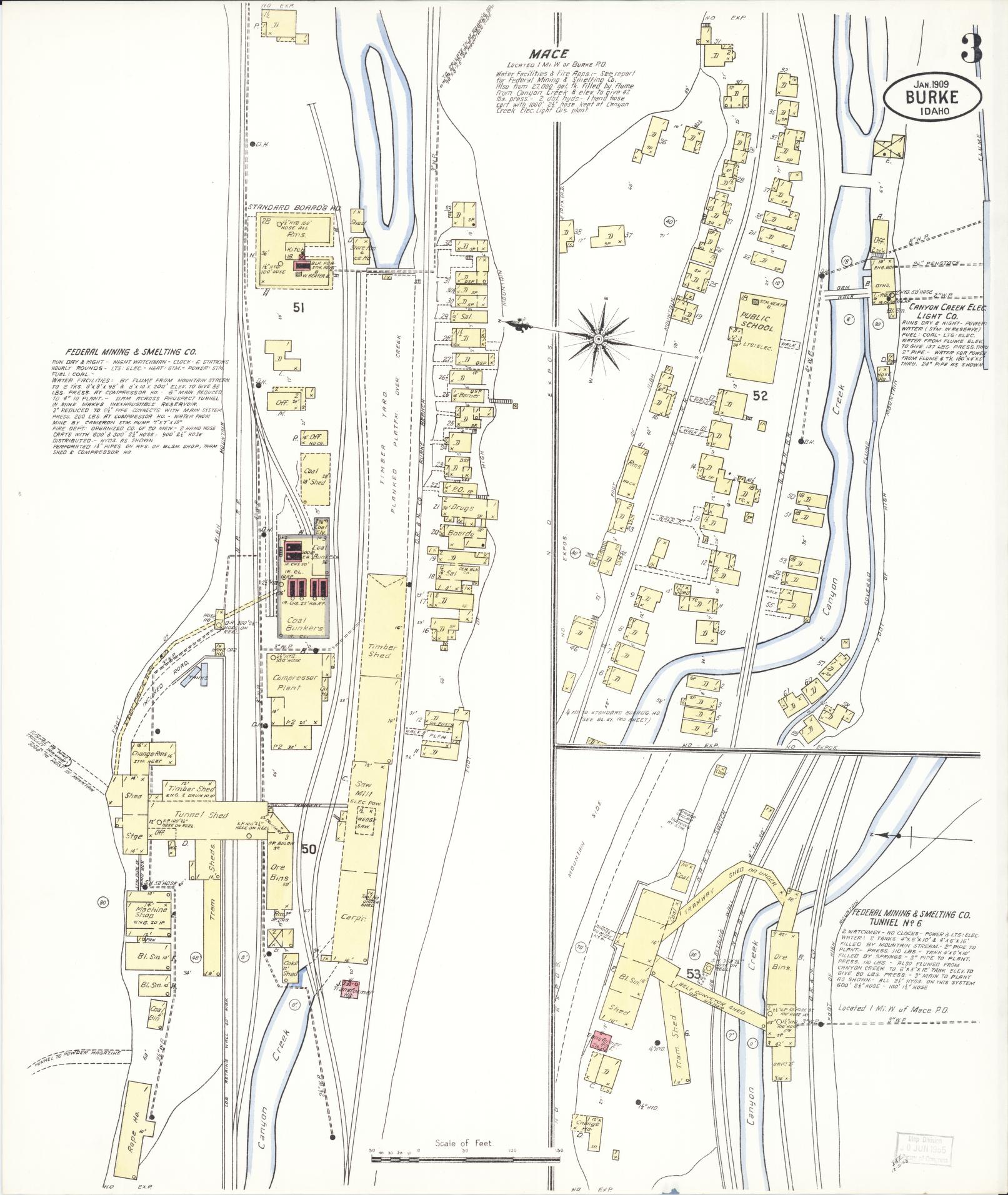Sanborn Fire Insurance Map from Burke, Shoshone County, Idaho (1909), Sheet #0003 - Complete Map Set gallery image, historic Sanborn map, vintage wall art, Idaho Idaho