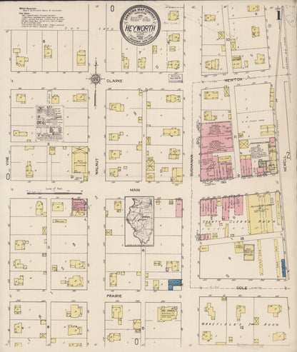 Sanborn Fire Insurance Map from Heyworth, McLean County, Illinois (1922), Sheet #0001 - Historic Sanborn Fire Insurance Map Print, vintage old map wall art, antique decor, genealogy gift, Illinois Illinois map
