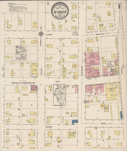 Sanborn Fire Insurance Map from Heyworth, McLean County, Illinois (1922), Sheet #0001 - Historic Sanborn Fire Insurance Map Print, vintage old map wall art, antique decor, genealogy gift, Illinois Illinois map