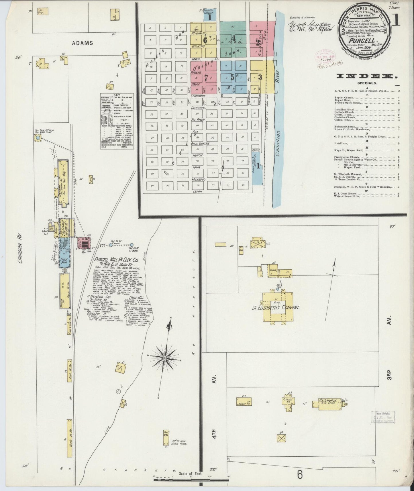 Sanborn Fire Insurance Map from Purcell, McClain County, Oklahoma (1896), Sheet #0001 - Complete Map Set gallery image, historic Sanborn map, vintage wall art, Oklahoma Oklahoma