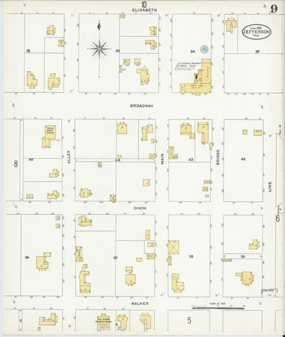 Sanborn Fire Insurance Map from Jefferson, Marion County, Texas (1906), Sheet #0009 - Historic Sanborn Fire Insurance Map Print, vintage old map wall art, antique decor, genealogy gift, Texas Texas map