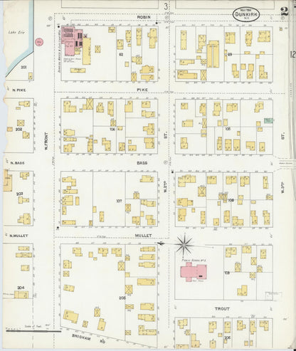 Sanborn Fire Insurance Map from Dunkirk, Chautauqua County, New York (1904), Sheet #0002 - Historic Sanborn Fire Insurance Map Print, vintage old map wall art, antique decor, genealogy gift, New York New York map