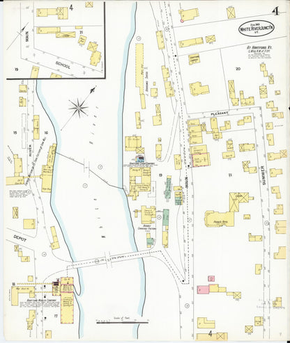 Sanborn Fire Insurance Map from White River Junction, Windsor County, Vermont (1901), Sheet #0004 - Complete Map Set gallery image, historic Sanborn map, vintage wall art, Vermont Vermont