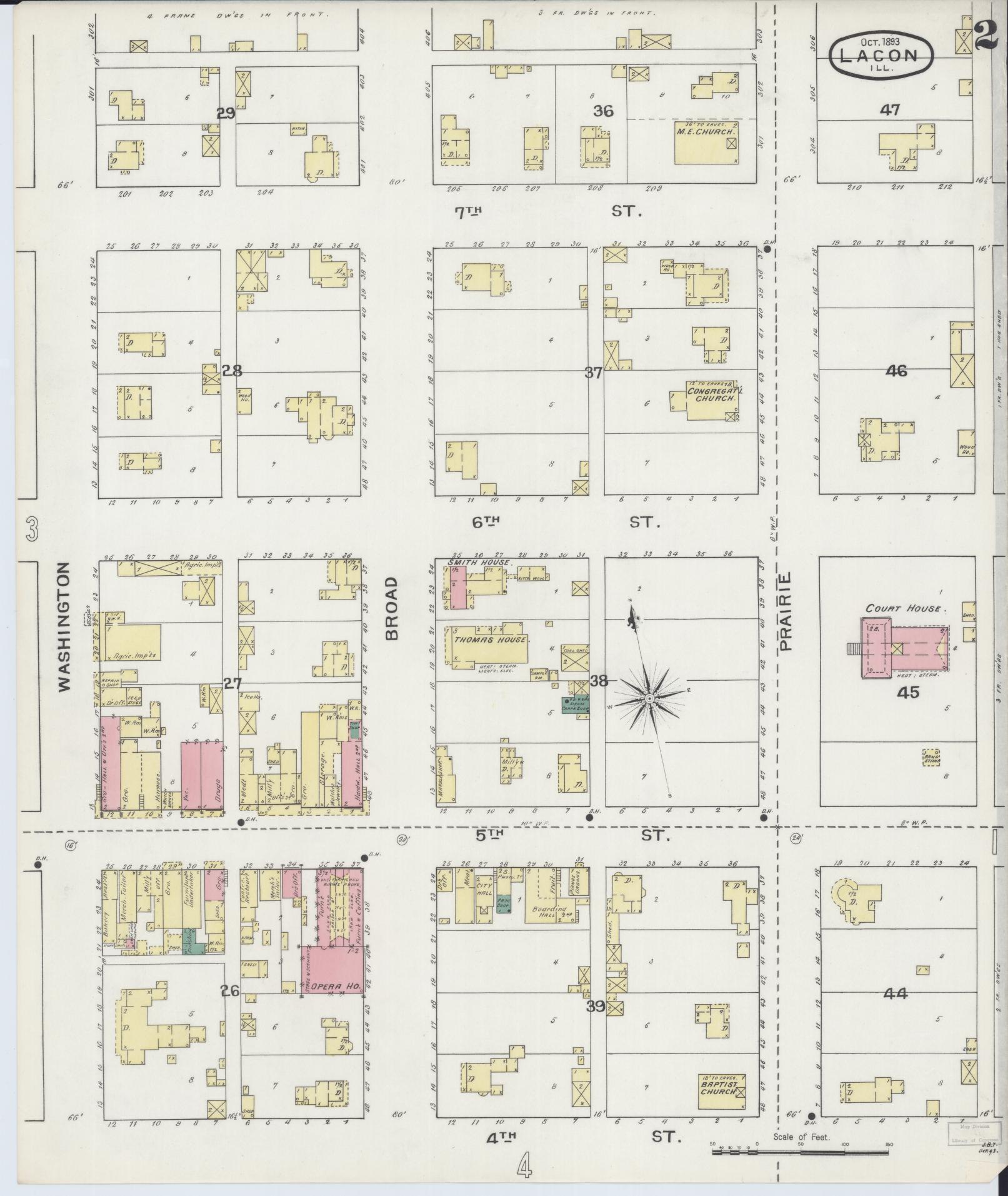 Sanborn Fire Insurance Map from Lacon, Marshall County, Illinois (1893), Sheet #0002 - Complete Map Set gallery image, historic Sanborn map, vintage wall art, Illinois Illinois