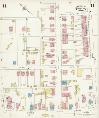 Sanborn Fire Insurance Map from Souderton, Montgomery County, Pennsylvania (1924), Sheet #0011 - Historic Sanborn Fire Insurance Map Print, vintage old map wall art, antique decor, genealogy gift, Pennsylvania Pennsylvania map