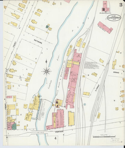 Sanborn Fire Insurance Map from Cuyahoga Falls, Summit County, Ohio (1901), Sheet #0003 - Historic Sanborn Fire Insurance Map Print, vintage old map wall art, antique decor, genealogy gift, Ohio Ohio map