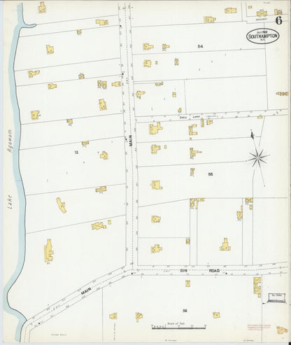 Sanborn Fire Insurance Map from Southampton, Suffolk County, New York (1902), Sheet #0006 - Historic Sanborn Fire Insurance Map Print, vintage old map wall art, antique decor, genealogy gift, New York New York map