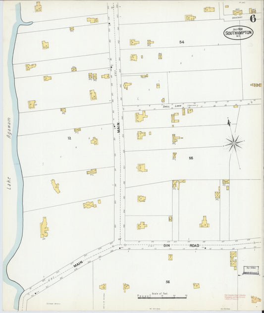 Sanborn Fire Insurance Map from Southampton, Suffolk County, New York (1902), Sheet #0006 - Historic Sanborn Fire Insurance Map Print, vintage old map wall art, antique decor, genealogy gift, New York New York map