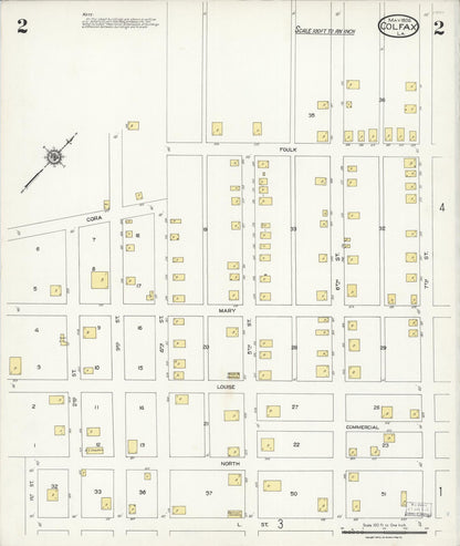 Sanborn Fire Insurance Map from Colfax, Grant Parish, Louisiana (1924), Sheet #0002 - Complete Map Set gallery image, historic Sanborn map, vintage wall art, Louisiana Louisiana