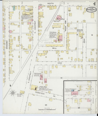 Sanborn Fire Insurance Map from Barnesville, Belmont County, Ohio (1893), Sheet #0004 - Historic Sanborn Fire Insurance Map Print, vintage old map wall art, antique decor, genealogy gift, Ohio Ohio map