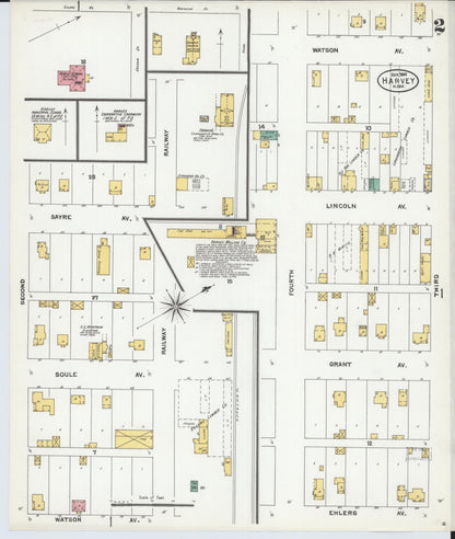 Sanborn Fire Insurance Map from Harvey, Wells County, North Dakota (1904), Sheet #0002 - Complete Map Set gallery image, historic Sanborn map, vintage wall art, North Dakota North Dakota