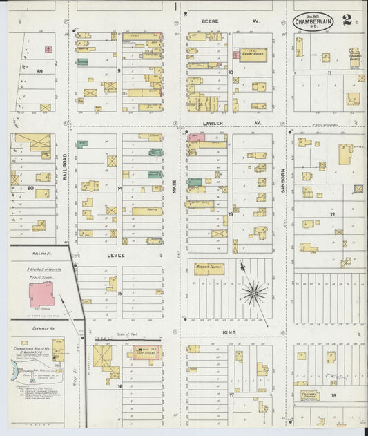 Sanborn Fire Insurance Map from Chamberlain, Brule County, South Dakota (1903), Sheet #0002 - Historic Sanborn Fire Insurance Map Print, vintage old map wall art, antique decor, genealogy gift, South Dakota South Dakota map