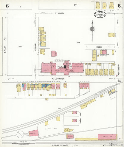 Sanborn Fire Insurance Map from Carlisle, Cumberland County, Pennsylvania (1923), Sheet #0006 - Complete Map Set gallery image, historic Sanborn map, vintage wall art, Pennsylvania Pennsylvania