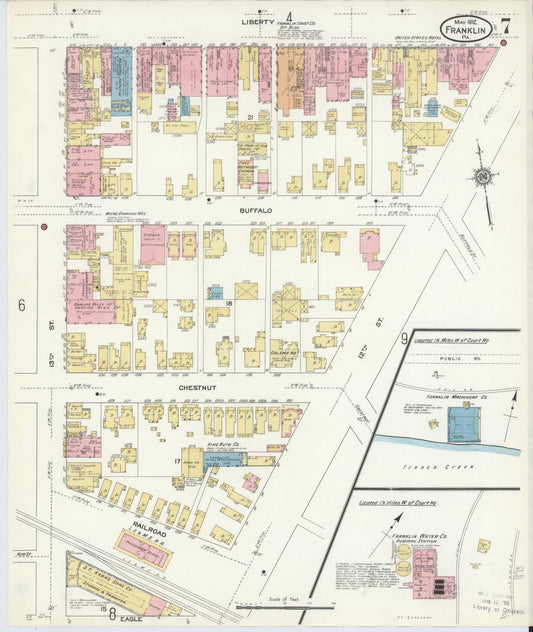 Sanborn Fire Insurance Map from Franklin, Venango County, Pennsylvania (1912), Sheet #0007 - Historic Sanborn Fire Insurance Map Print, vintage old map wall art, antique decor, genealogy gift, Pennsylvania Pennsylvania map