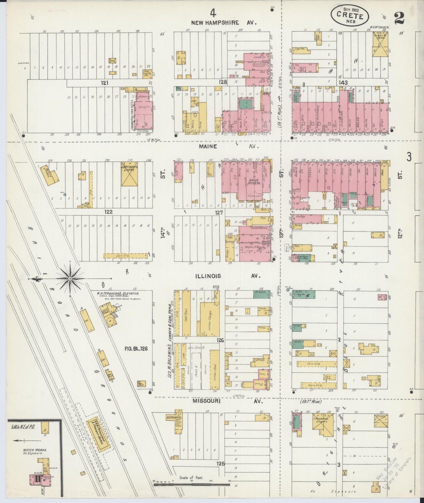 Sanborn Fire Insurance Map from Crete, Saline County, Nebraska (1902), Sheet #0002 - Complete Map Set gallery image, historic Sanborn map, vintage wall art, Nebraska Nebraska
