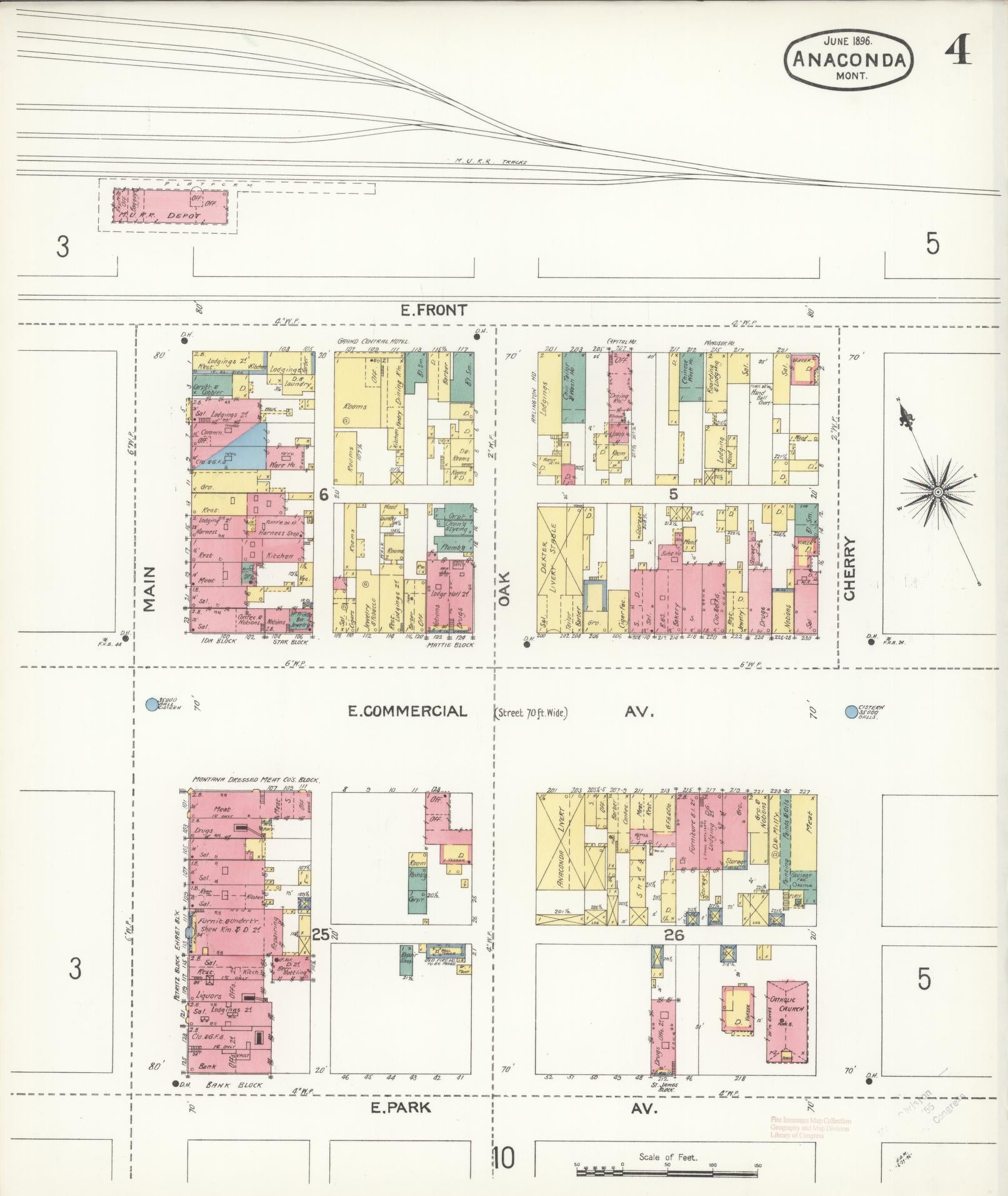 Sanborn Fire Insurance Map from Anaconda, Deer Lodge County, Montana (1896), Sheet #0004 - Complete Map Set gallery image, historic Sanborn map, vintage wall art, Montana Montana