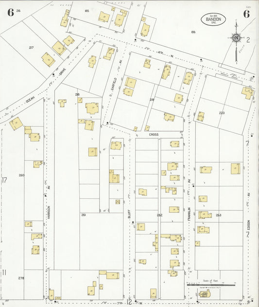 Sanborn Fire Insurance Map from Bandon, Coos County, Oregon (1925), Sheet #0006 - Historic Sanborn Fire Insurance Map Print, vintage old map wall art, antique decor, genealogy gift, Oregon Oregon map