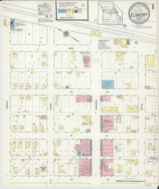 Sanborn Fire Insurance Map from Elsberry, Lincoln County, Missouri. (1913) – Historic Sanborn Fire Insurance Map Print