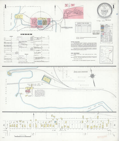 Sanborn Fire Insurance Map from Tower, Saint Louis County, Minnesota (1937), Sheet #0001 - Complete Map Set gallery image, historic Sanborn map, vintage wall art, Minnesota Minnesota