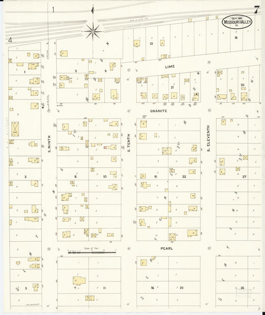 Sanborn Fire Insurance Map from Missouri Valley, Harrison County, Iowa (1908), Sheet #0007 - Historic Sanborn Fire Insurance Map Print, vintage old map wall art