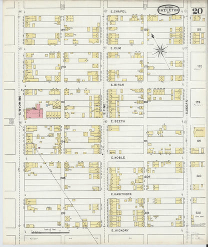 Sanborn Fire Insurance Map from Hazleton, Luzerne County, Pennsylvania (1895), Sheet #0020 - Historic Sanborn Fire Insurance Map Print, vintage old map wall art, antique decor, genealogy gift, Pennsylvania Pennsylvania map