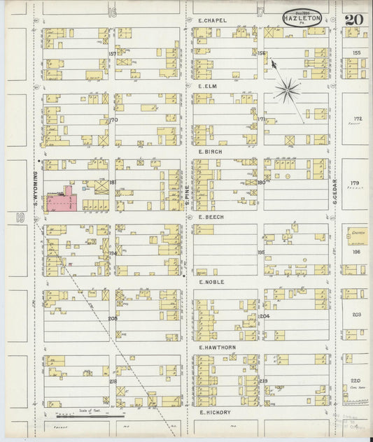 Sanborn Fire Insurance Map from Hazleton, Luzerne County, Pennsylvania (1895), Sheet #0020 - Historic Sanborn Fire Insurance Map Print, vintage old map wall art, antique decor, genealogy gift, Pennsylvania Pennsylvania map