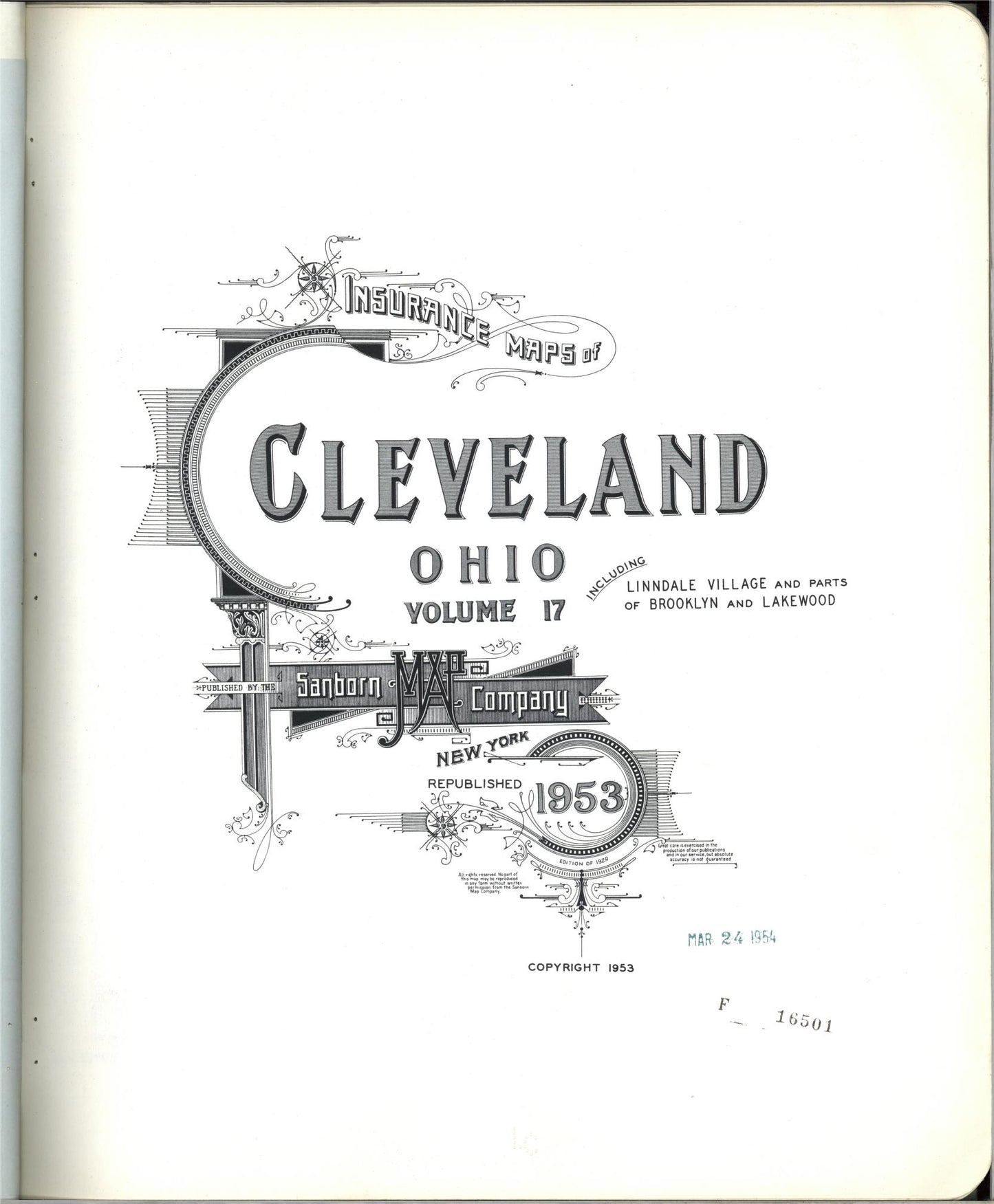 Sanborn Fire Insurance Map from Cleveland, Cuyahoga County, Ohio (1953), Sheet #0001 - Complete Map Set gallery image, historic Sanborn map, vintage wall art, Ohio Ohio