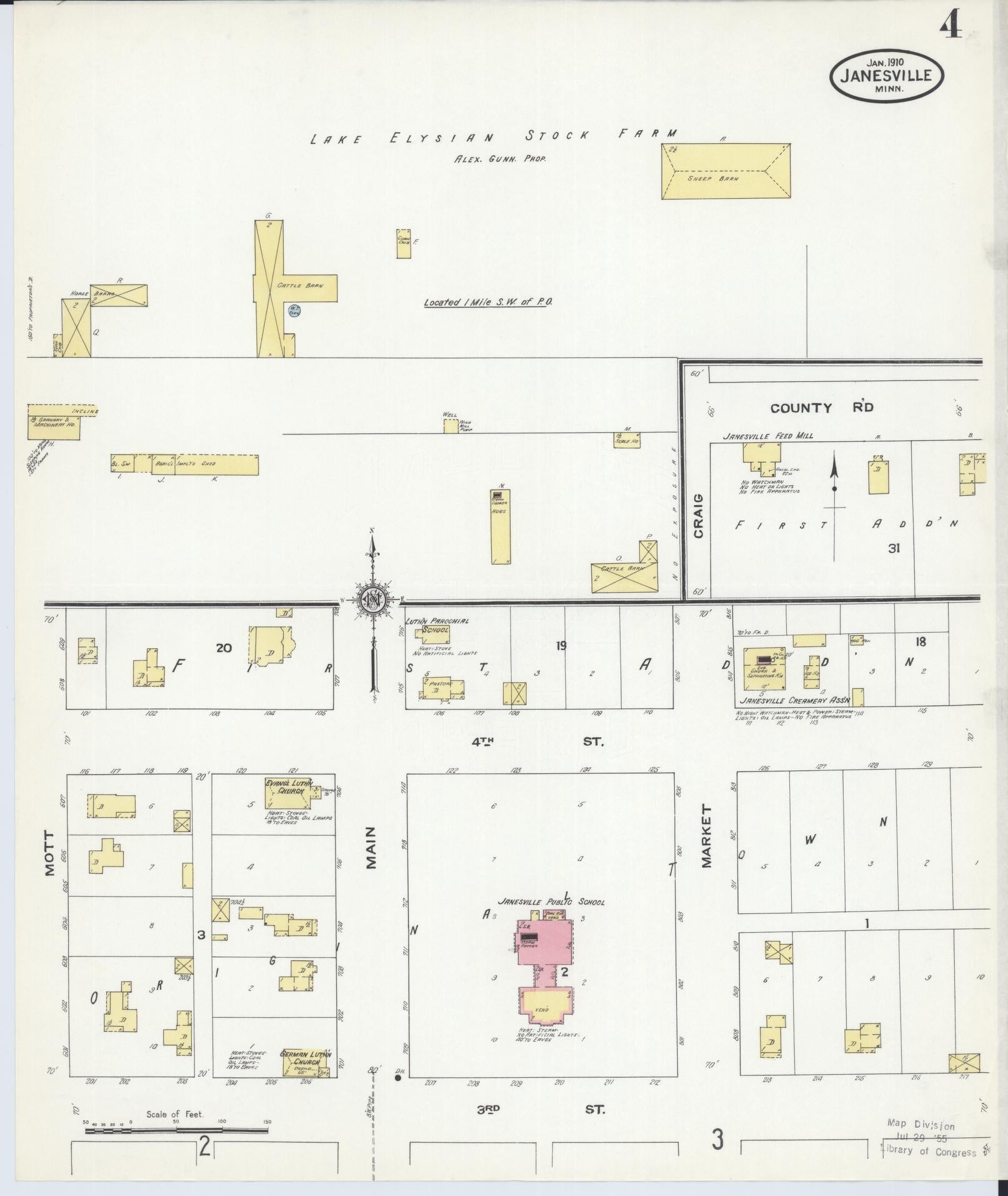 Sanborn Fire Insurance Map from Janesville, Waseca County, Minnesota (1910), Sheet #0004 - Complete Map Set gallery image, historic Sanborn map, vintage wall art, Minnesota Minnesota