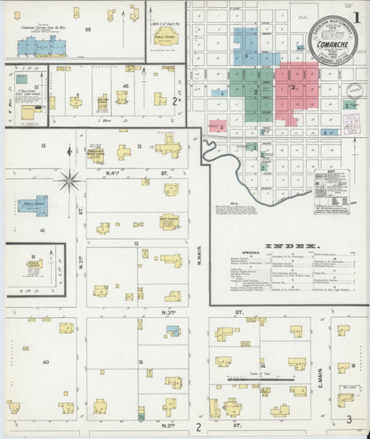 Sanborn Fire Insurance Map from Comanche, Comanche County, Texas (1902), Sheet #0001 - Complete Map Set gallery image, historic Sanborn map, vintage wall art, Texas Texas