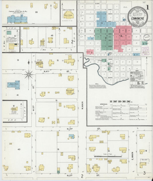 Sanborn Fire Insurance Map from Comanche, Comanche County, Texas (1902), Sheet #0001 - Complete Map Set gallery image, historic Sanborn map, vintage wall art, Texas Texas