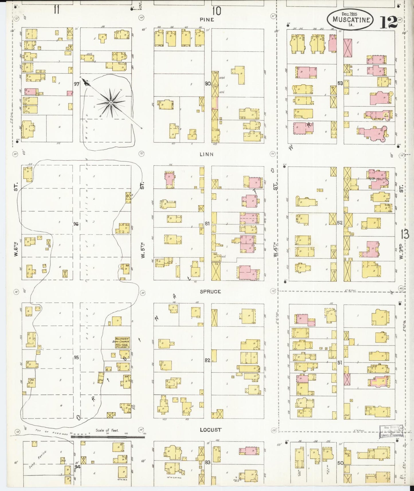 Sanborn Fire Insurance Map from Muscatine, Muscatine County, Iowa (1905), Sheet #0012 - Historic Sanborn Fire Insurance Map Print