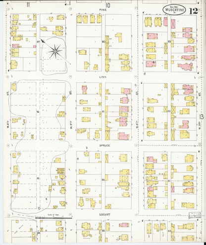 Sanborn Fire Insurance Map from Muscatine, Muscatine County, Iowa (1905), Sheet #0012 - Historic Sanborn Fire Insurance Map Print