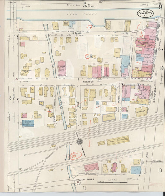 Sanborn Fire Insurance Map from Canastota, Madison County, New York (1959), Sheet #0009 - Historic Sanborn Fire Insurance Map Print, vintage old map wall art, antique decor, genealogy gift, New York New York map