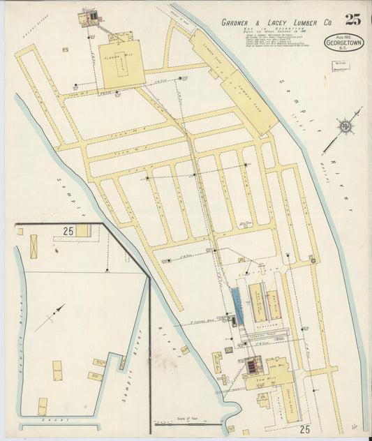 Sanborn Fire Insurance Map from Georgetown, Georgetown County, South Carolina (1913), Sheet #0025 - Historic Sanborn Fire Insurance Map Print, vintage old map wall art, antique decor, genealogy gift, South Carolina South Carolina map