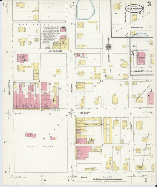 Sanborn Fire Insurance Map from Mcleansboro, Hamilton County, Illinois (1910), Sheet #0003 - Historic Sanborn Fire Insurance Map Print, vintage old map wall art, antique decor, genealogy gift, Illinois Illinois map