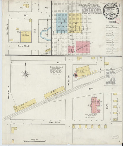 Sanborn Fire Insurance Map from Quitman, Brooks County, Georgia (1895), Sheet #0001 - Complete Map Set gallery image, historic Sanborn map, vintage wall art, Georgia Georgia