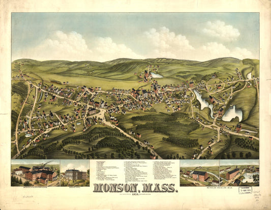 Monson, Mass. 1879. (1879) – Historic Bird’s-Eye View Panorama Print
