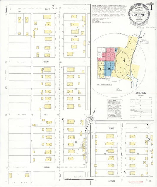 Sanborn Fire Insurance Map from Elk River, Clearwater County, Idaho (1928), Sheet #0001 - Complete Map Set gallery image, historic Sanborn map, vintage wall art, Idaho Idaho
