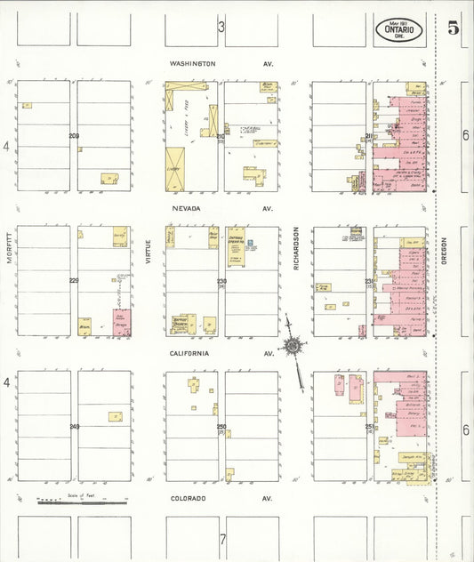 Sanborn Fire Insurance Map from Ontario, Malheur County, Oregon (1911), Sheet #0005 - Historic Sanborn Fire Insurance Map Print, vintage old map wall art, antique decor, genealogy gift, Oregon Oregon map