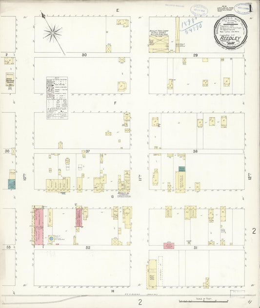 Sanborn Fire Insurance Map from Reedley, Fresno County, California (1898), Sheet #0001 - Complete Map Set gallery image, historic Sanborn map, vintage wall art, California California