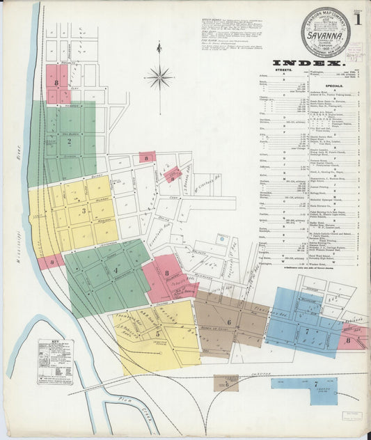Sanborn Fire Insurance Map from Savanna, Carroll County, Illinois (1903), Sheet #0001 - Historic Sanborn Fire Insurance Map Print, vintage old map wall art, antique decor, genealogy gift, Illinois Illinois map