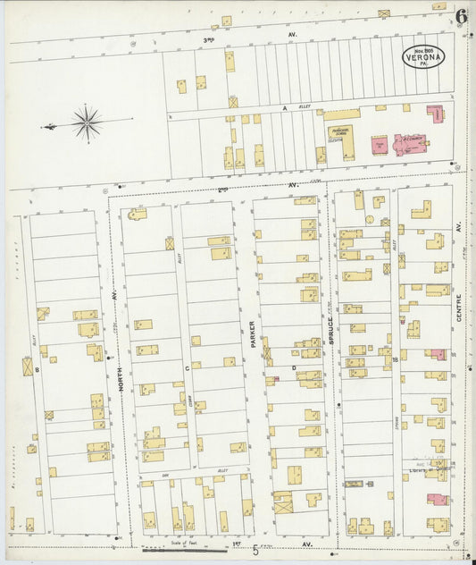 Sanborn Fire Insurance Map from Verona, Allegheny County, Pennsylvania (1905), Sheet #0006 - Historic Sanborn Fire Insurance Map Print, vintage old map wall art, antique decor, genealogy gift, Pennsylvania Pennsylvania map