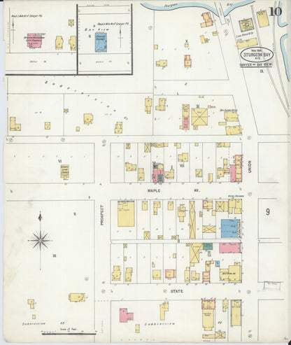 Sanborn Fire Insurance Map from Sturgeon Bay, Door County, Wisconsin (1904), Sheet #0010 - Historic Sanborn Fire Insurance Map Print, vintage old map wall art, antique decor, genealogy gift, Wisconsin Wisconsin map