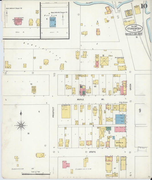 Sanborn Fire Insurance Map from Sturgeon Bay, Door County, Wisconsin (1904), Sheet #0010 - Historic Sanborn Fire Insurance Map Print, vintage old map wall art, antique decor, genealogy gift, Wisconsin Wisconsin map
