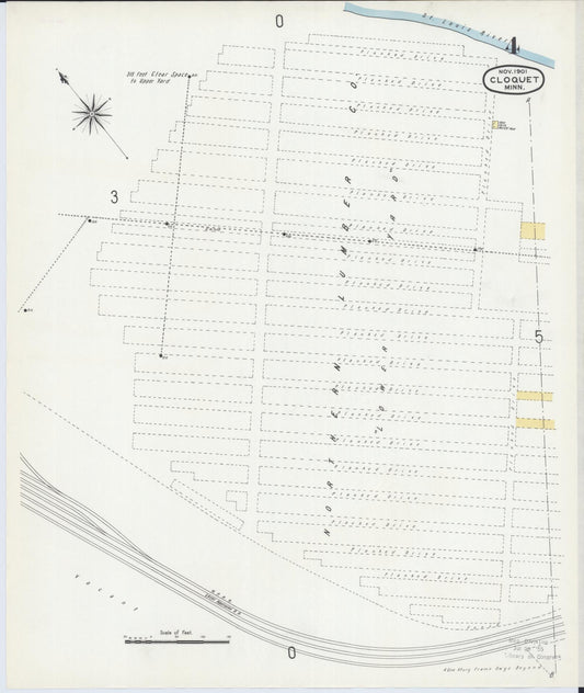 Sanborn Fire Insurance Map from Cloquet, Carlton County, Minnesota (1901), Sheet #0004 - Historic Sanborn Fire Insurance Map Print, vintage old map wall art, antique decor, genealogy gift, Minnesota Minnesota map