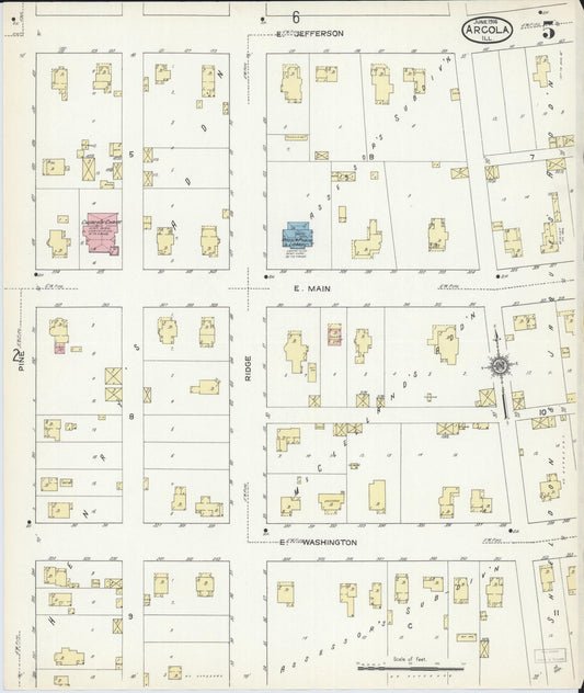 Sanborn Fire Insurance Map from Arcola, Douglas County, Illinois (1914), Sheet #0005 - Historic Sanborn Fire Insurance Map Print, vintage old map wall art, antique decor, genealogy gift, Illinois Illinois map