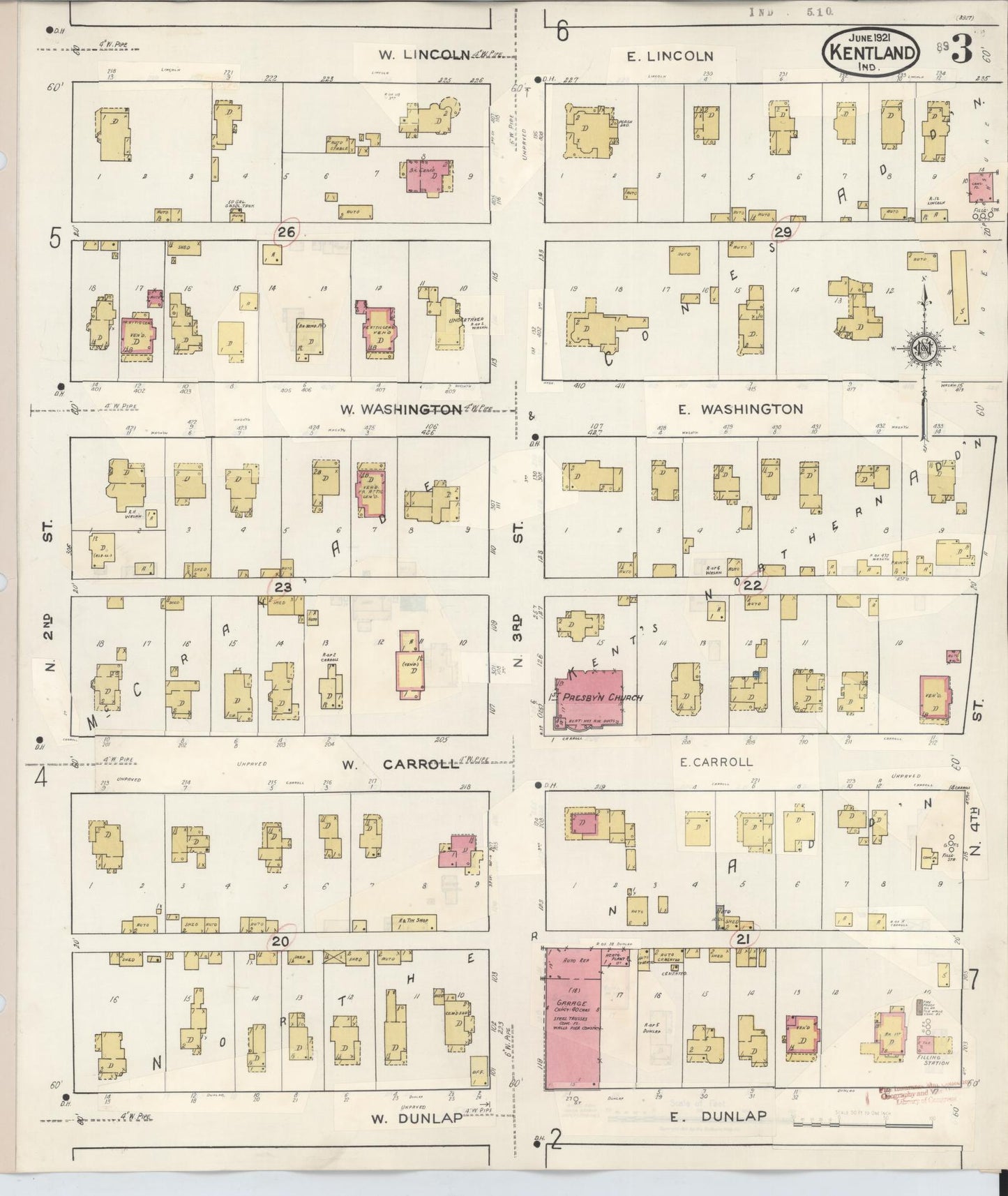 Sanborn Fire Insurance Map from Kentland, Newton County, Indiana (1942), Sheet #0003 - Complete Map Set gallery image, historic Sanborn map, vintage wall art, Indiana Indiana