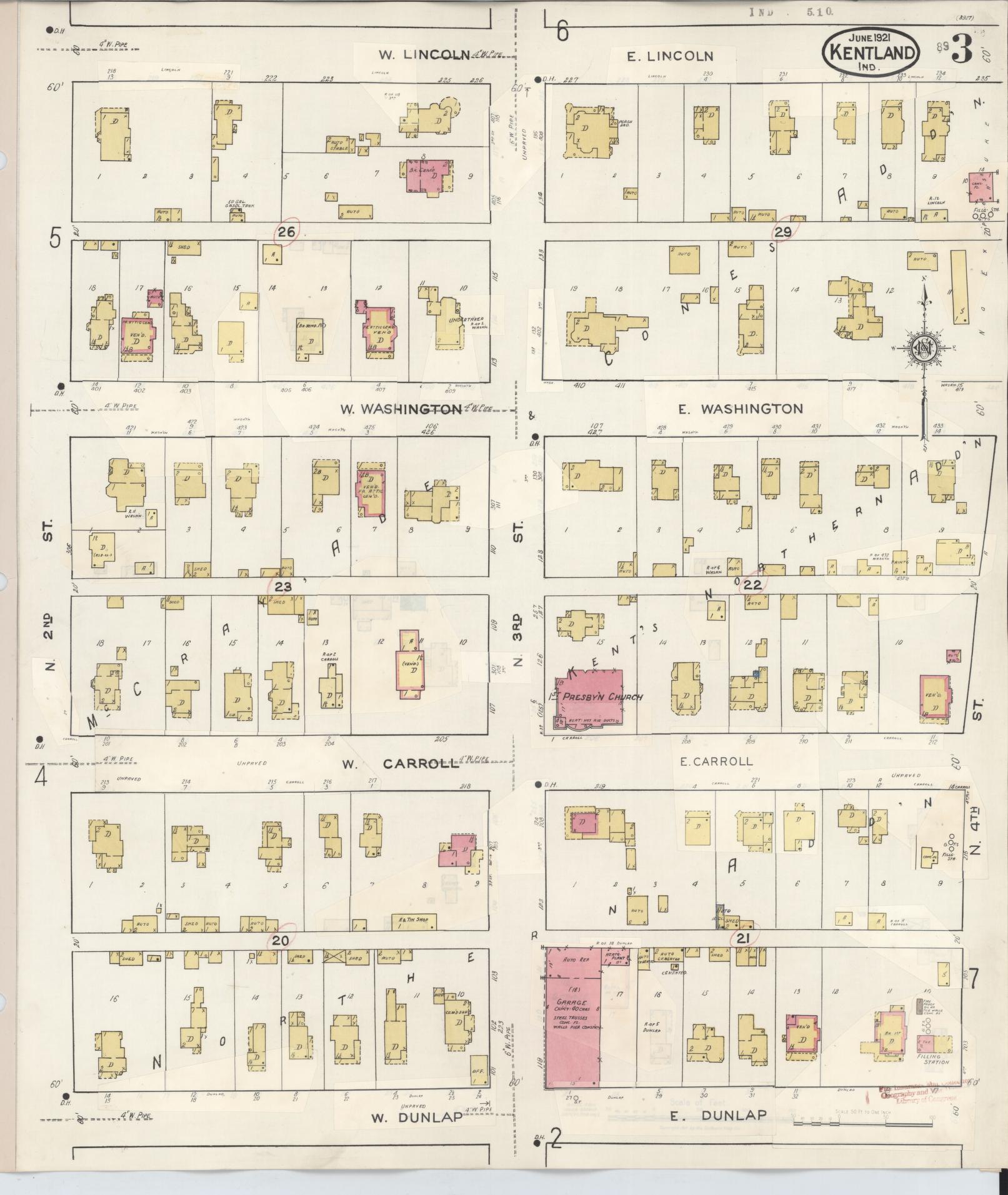 Sanborn Fire Insurance Map from Kentland, Newton County, Indiana (1942), Sheet #0003 - Complete Map Set gallery image, historic Sanborn map, vintage wall art, Indiana Indiana