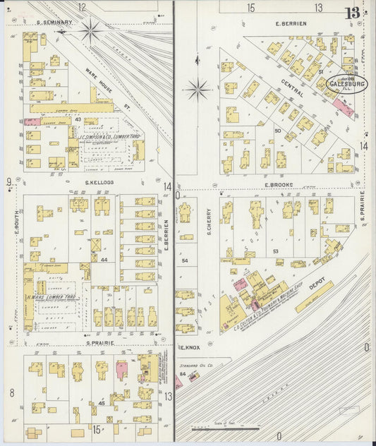 Sanborn Fire Insurance Map from Galesburg, Knox County, Illinois (1898), Sheet #0013 - Historic Sanborn Fire Insurance Map Print, vintage old map wall art, antique decor, genealogy gift, Illinois Illinois map