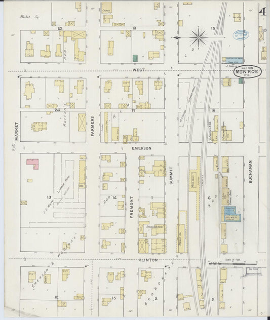Sanborn Fire Insurance Map from Monroe, Green County, Wisconsin (1894), Sheet #0004 - Historic Sanborn Fire Insurance Map Print, vintage old map wall art, antique decor, genealogy gift, Wisconsin Wisconsin map